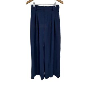 Halara Womens Navy Breezeful Wide Leg Pants Womens Size M Pleated Flowy Knit
